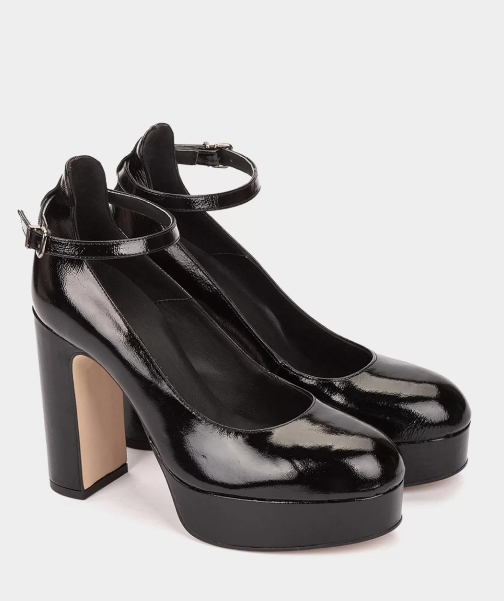 Calzado Pedro Miralles Zapatos De Tacon Con Plataforma Confeccionados En Charol De Color Negro Reflex Negro